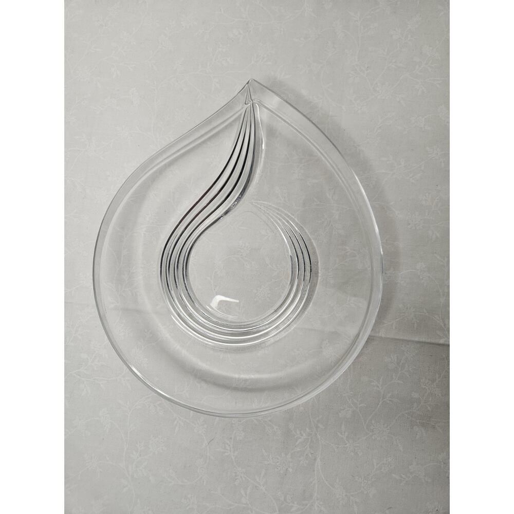 Signed Nachtmann Teardrop Shaped Crystal Accent Candy Nut Dish Art Deco Bavaria